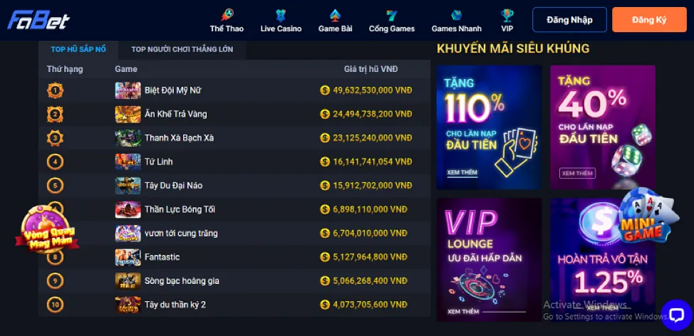 Giao diện ứng dụng 55win khuyến mãi trên điện thoại